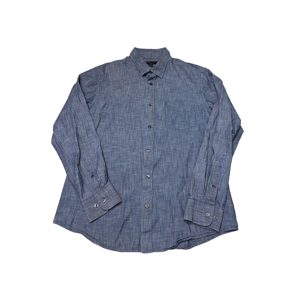 Banana Republic Soft Wash Slim Fit Chambray Shirt Mens L Blue Cotton Button Up